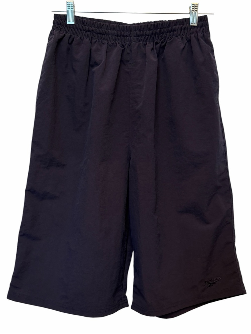 Vtg 90s Reebok Mens XL Blue Elastic Drawstring Waist Shorts Pockets 12.5" Inseam